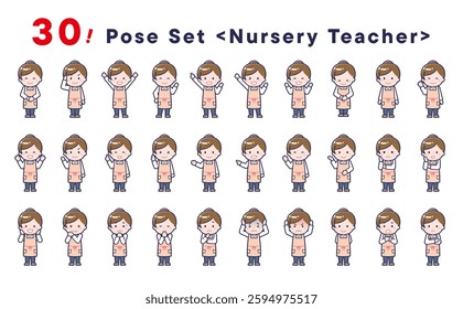 This is a set of 30 posed illustrations of the “Nursery Teacher”.