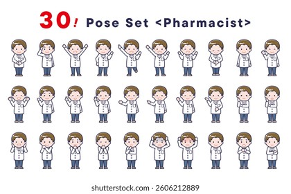 This is a set of 30 posed illustrations of the “Pharmacist”.