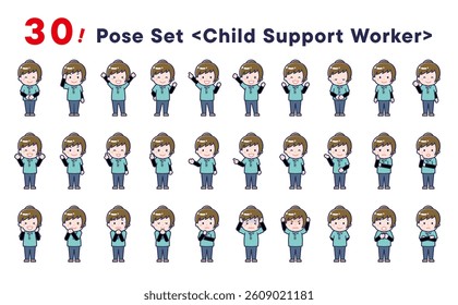 This is a set of 30 posed illustrations of the “Child Support Worker”.