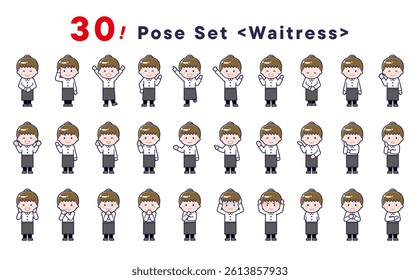 This is a set of 30 posed illustrations of the “Waitress”.
