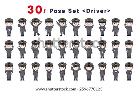 This is a set of 30 posed illustrations of the “Driver”.