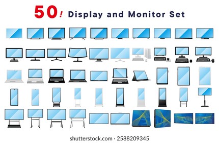 This is a set of 50 illustrations of monitors and displays.