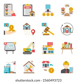 This set is about a dream house, isolated on a cool white background. Estate flat icons set is one of the best vector set we have designed for our valuable customers. By downloading this, you will get