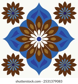  This set of brown and blue seamless floral patterns offers intricate designs perfect for luxury interior decor, fabric prints, and wallpaper. Ideal for elegant and modern design projects.