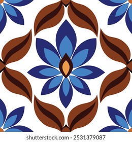  This set of brown and blue seamless floral patterns offers intricate designs perfect for luxury interior decor, fabric prints, and wallpaper. Ideal for elegant and modern design projects.