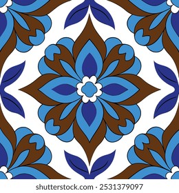  This set of brown and blue seamless floral patterns offers intricate designs perfect for luxury interior decor, fabric prints, and wallpaper. Ideal for elegant and modern design projects.