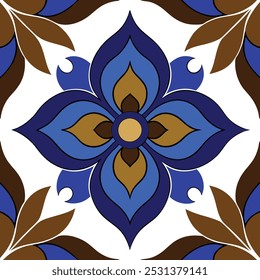  This set of brown and blue seamless floral patterns offers intricate designs perfect for luxury interior decor, fabric prints, and wallpaper. Ideal for elegant and modern design projects.