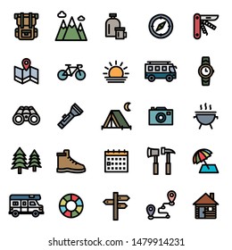 This is a set of camping icons.