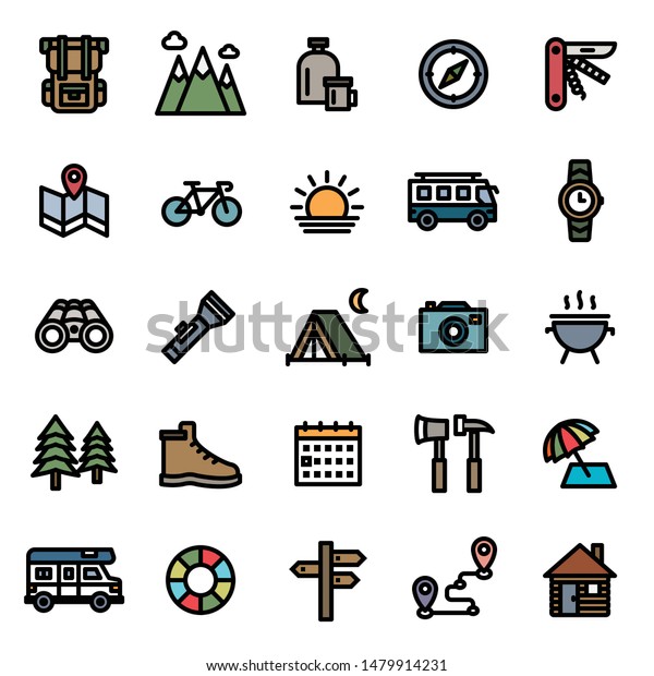 This is a set of camping\
icons.