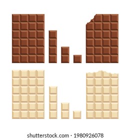 This is a set of chocolate isolated on a white background.