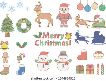This is a set of christmas hand drawn style illustrations.