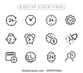 This is a set of clock icons including watch, time alarm munite and second. This can be used on any types of design as icon.