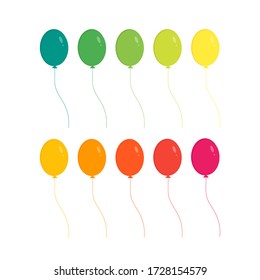 This is set of colored balloon isolated on white background. Vector cartoon illustration. Could be used for postcards, banners, flyers, postcards, holidays decorations and etc.