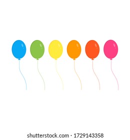 This is a set of colored balloons isolated on white background. Vector cartoon illustration. Could be used for banners, flyers, postcards, holiday decorations and etc.