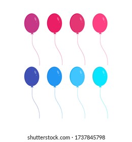 This is a set of colored balloons isolated on white background. Vector cartoon illustration. It could be used for postcards, banners, flyers, postcards, holiday decorations.