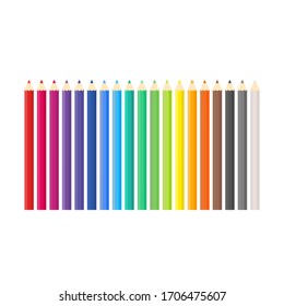 This is a set of colored pencils isolated on white background. Vector colorful crayons.