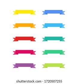 This is a set of colored ribbons isolated on white background. Vector colorful tapes.