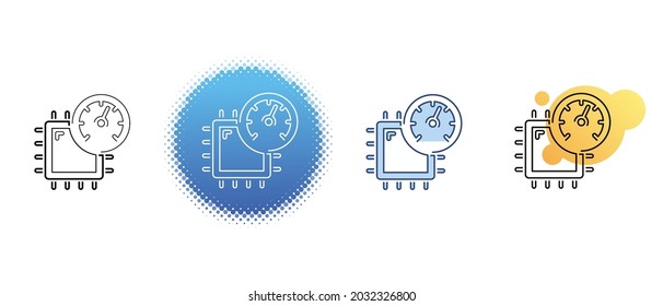 This is a set of contour and color icons for measuring the speed of a computer processor