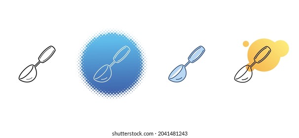 This is a set of contour and color icons ice cream spoon