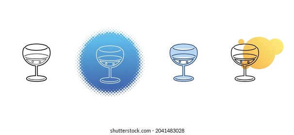 This is a set of contour and color icons of a wine glass