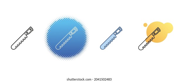 Este es un conjunto de iconos de color y contorno de un cuchillo de pan