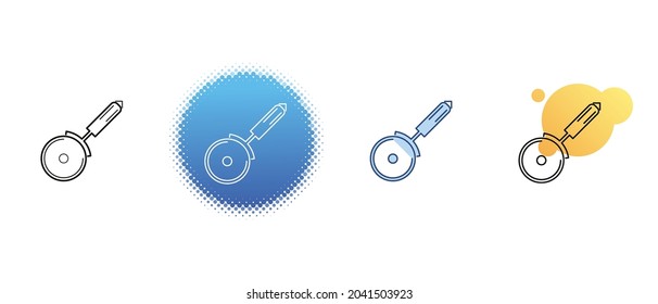 This is a set of contour and color icons of a pizza knife
