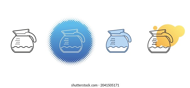 This is a set of contour and color icons of a glass flask for coffee
