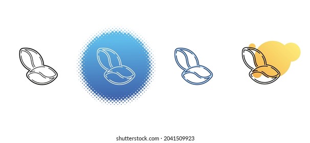 This is a set of contour and color icons of cocoa beans
