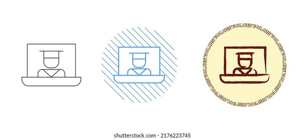This is a set of contour and color icons for online education