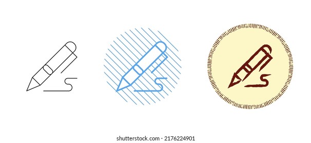 This is a set of contour and color pen icons
