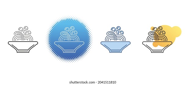 This is a set of contoured and colored spaghetti plate icons