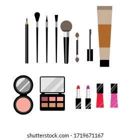
This is a set of cosmetics and makeup tools, Beauty concept, cosmetics concept. 