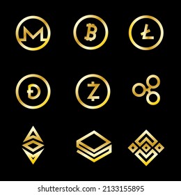 This is a set of Cryptocurrency icons for your design project