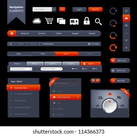 This is a set of customizable web elements like navigation bars, buttons, icons, form, labels, etc./Navigation Elements