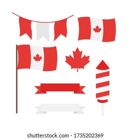 This is set design elements for Canada Day first of July. Vector illustration.