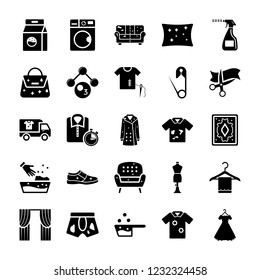 
This set encompasses dry cleaning solid icons pack. Here we have icons related to detergent, folded fabric, ironing stand, dry cleaning, handbag, shoe, socks, pant, couch and many more related icn. J
