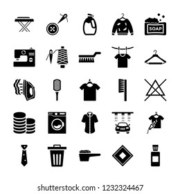 
This set encompasses dry cleaning solid icons pack. Here we have icons related to detergent, folded fabric, ironing stand, dry cleaning, handbag, shoe, socks, pant, couch and many more related icn. J