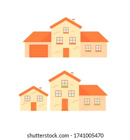 This is a set of the facade of the house. Vector illustration.