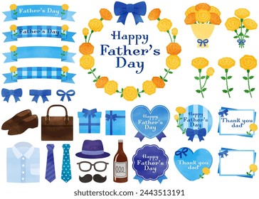 This is a set of father's day  watercolor style illustrations.