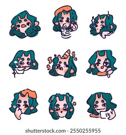 This set features 9 vibrant vector illustrations of a charming snail girl in a stylish beret. With a playful, relaxed style, these images add fresh, creative flair to any project—ideal for personal it