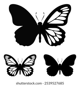 This set features bold black butterfly silhouettes in various styles, perfect for crafting, coloring, and decorating projects. Use for scrapbooking, stencils, or wall art.