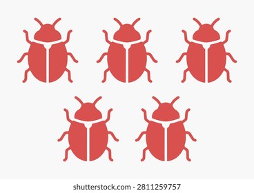This set features a collection of red beetle silhouettes, presented in a clean, minimalist, and professional flat design style. These repeated insect graphics are perfect for nature-themed patterns, entomology educational materials, creative designs, wildlife publications, or any design work requiring recognizable, uniform, and charming insect icons.

#BeetleIcons #InsectCollection #RedBugs #VectorDesign #NatureGraphics #EntomologyArt #FlatIllustration #WildlifeIcons #MinimalistBeetle #CreativeNatureAssets