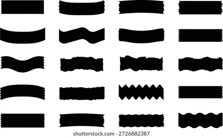 This set features diverse masking tape strips, perfect for realistic photo effects, borders, and creative overlays. Each element has unique ripped, zigzag, or smooth edges, suitable for scrapbooking, graphic design, and artistic projects.