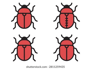 This set features four distinct red beetle and insect illustrations, each designed with a clear, professional outline and stylized features. These versatile graphics are perfect for nature-themed projects, entomology educational materials, creative designs, wildlife publications, or any project requiring recognizable and charming insect icons.

#BeetleIcons #InsectCollection #RedBugs #VectorDesign #NatureGraphics #EntomologyArt #FlatIllustration #WildlifeIcons #MinimalistBeetle #CreativeNatureAssets