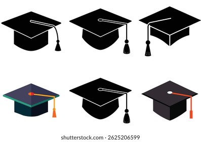 This set features graduation cap icons, symbolizing academic achievement and the completion of education, ideal for representing graduate success