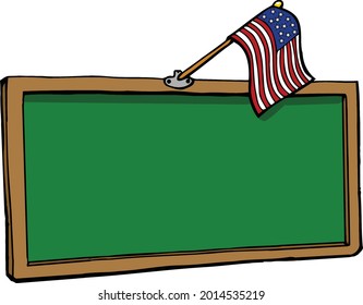 This set features a green chalkboard with a American flag. 