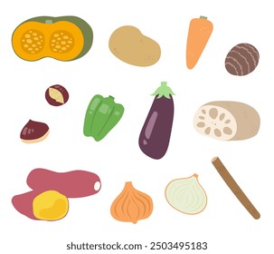 Dieses Set enthält handgezeichnete Illustrationen von Herbstspeisen, perfekt für saisonale Designs und kulinarische Projekte.