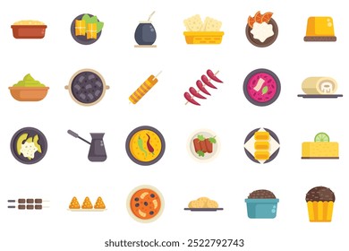 This set features multiple brazilian food and drink icons representing the country's diverse culinary traditions