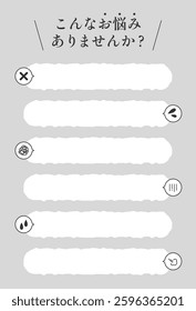 This set features speech bubble-style frames and icons to visualize worries or concerns. Ideal for websites, ads, and presentations on problem-solving.