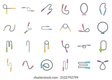 This set features a variety of colorful skipping ropes, perfect for illustrating fitness routines, gym equipment, or healthy lifestyles
